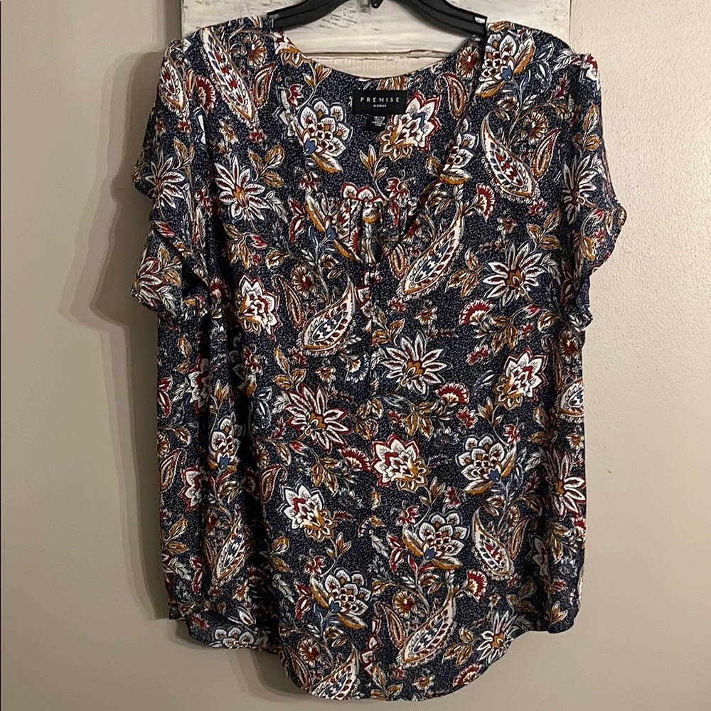 Navy Floral Top